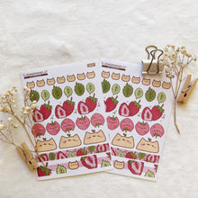 Load image into Gallery viewer, strawberry cats sticker sheet