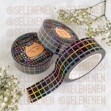 Load image into Gallery viewer, dark grid washi tapes