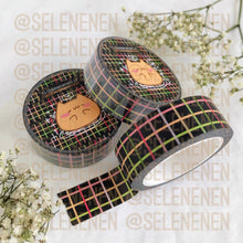 Load image into Gallery viewer, dark grid washi tapes