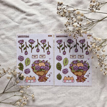 Load image into Gallery viewer, purple rose bouquet sticker sheet
