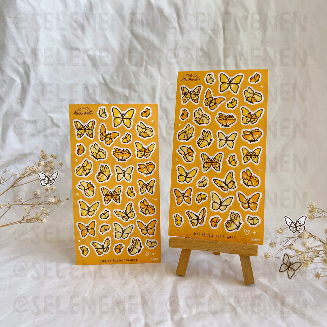 yellow butterflies matte vinyl sticker sheet