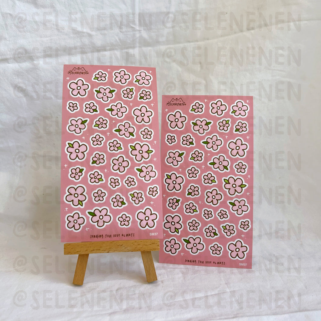 light pink mini flowers matte vinyl sticker sheet