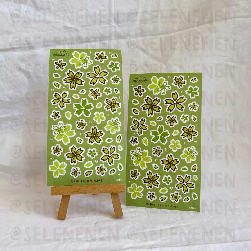 green sakura matte vinyl sticker sheet