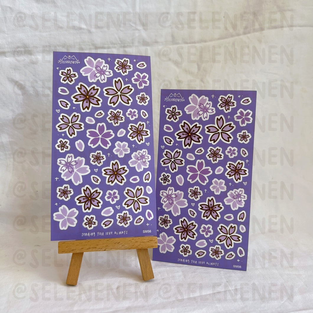 purple sakura matte vinyl sticker sheet