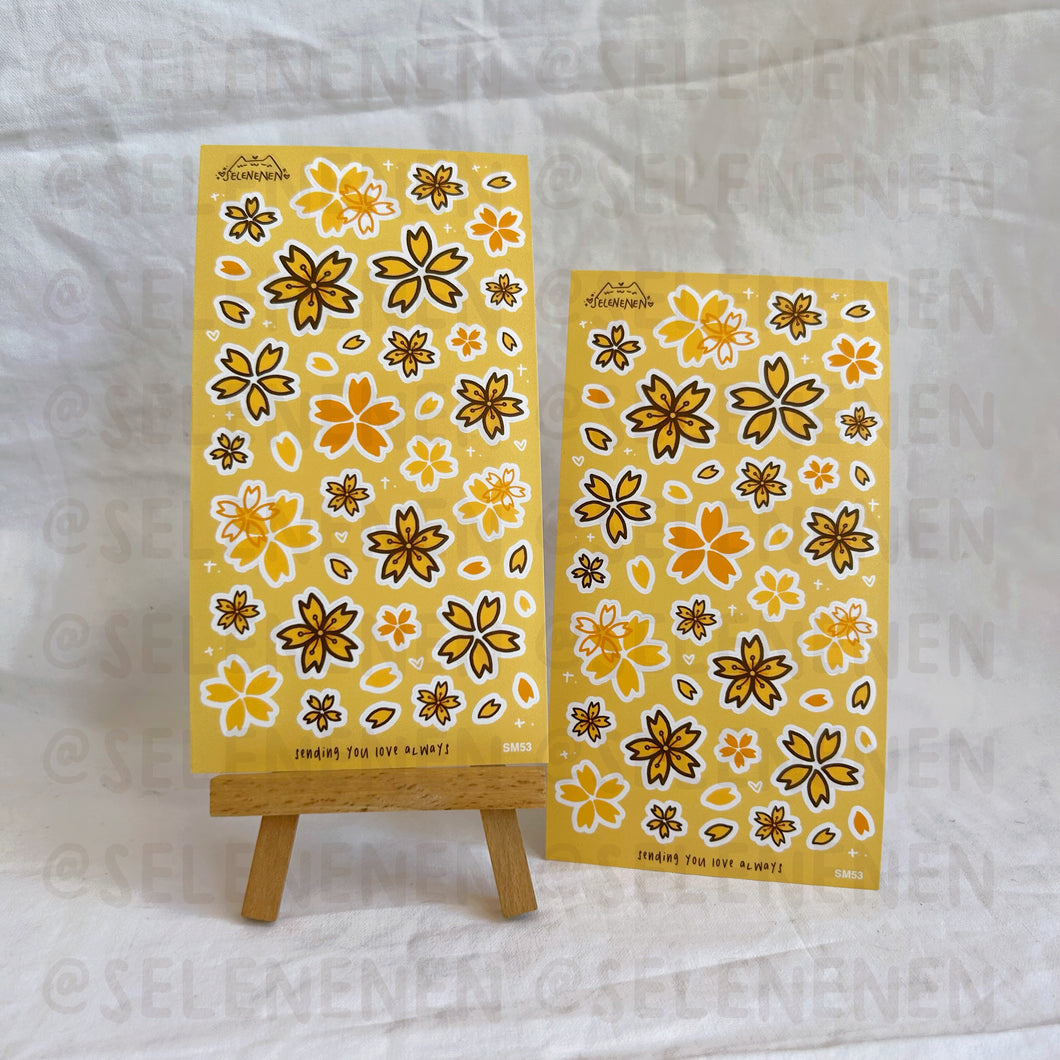 yellow sakura matte vinyl sticker sheet
