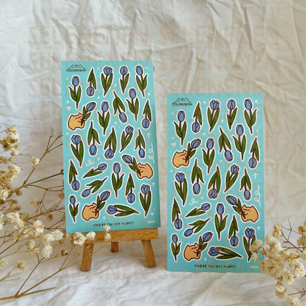 blue tulip boop matte vinyl sticker sheet