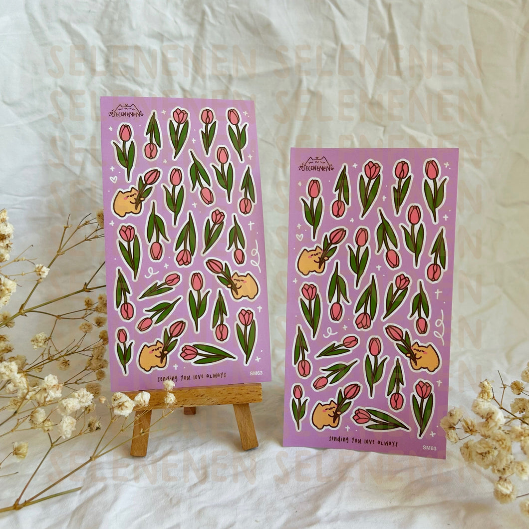 pink tulip boop matte vinyl sticker sheet