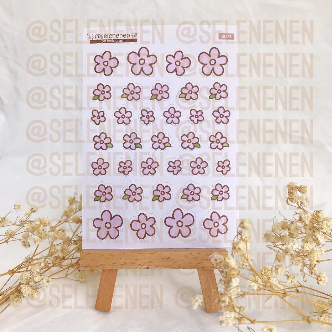 light pink strawberry flowers sticker sheet