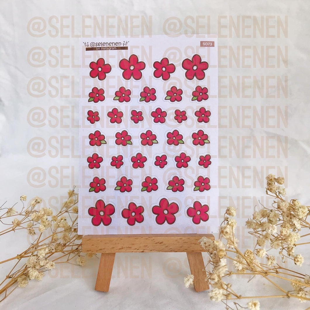 red strawberry flowers sticker sheet