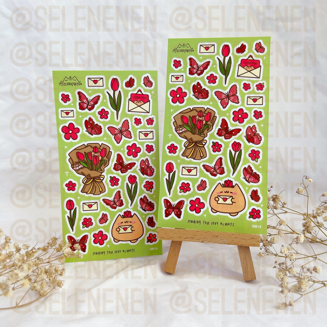 red lovely spring matte vinyl sticker sheet