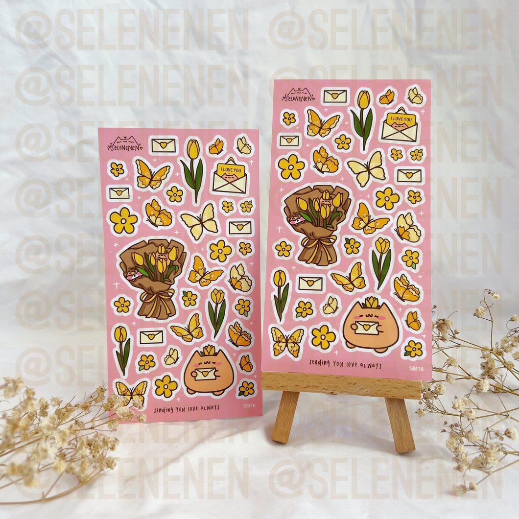 yellow lovely spring matte vinyl sticker sheet