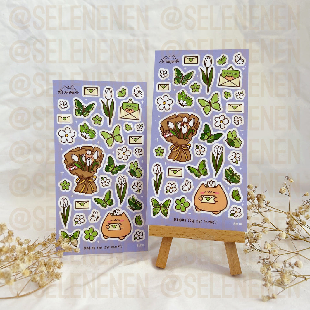 white & green lovely spring matte vinyl sticker sheet