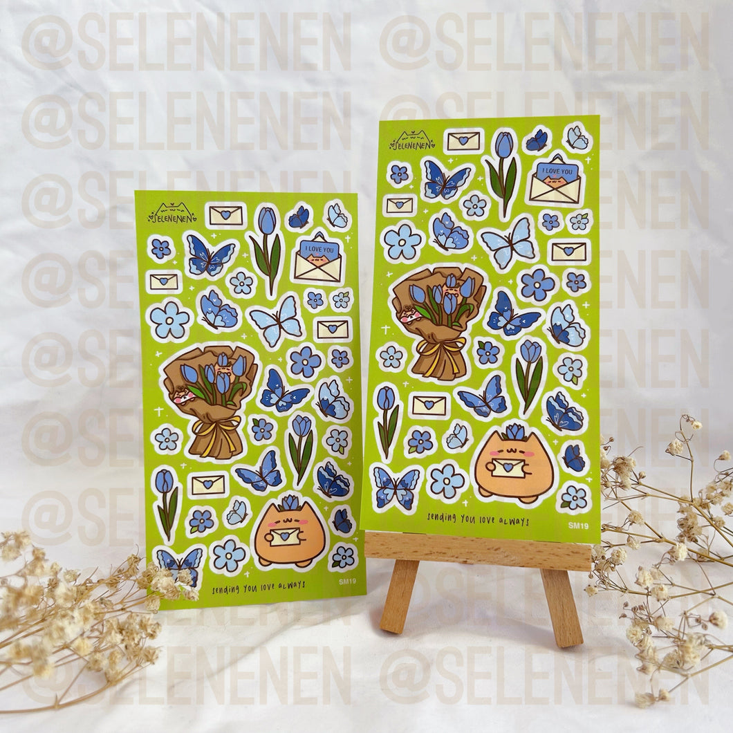 blue lovely spring matte vinyl sticker sheet