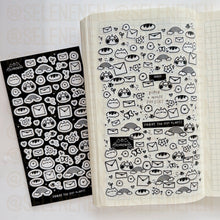 Load image into Gallery viewer, black &amp; white doodles sticker sheet
