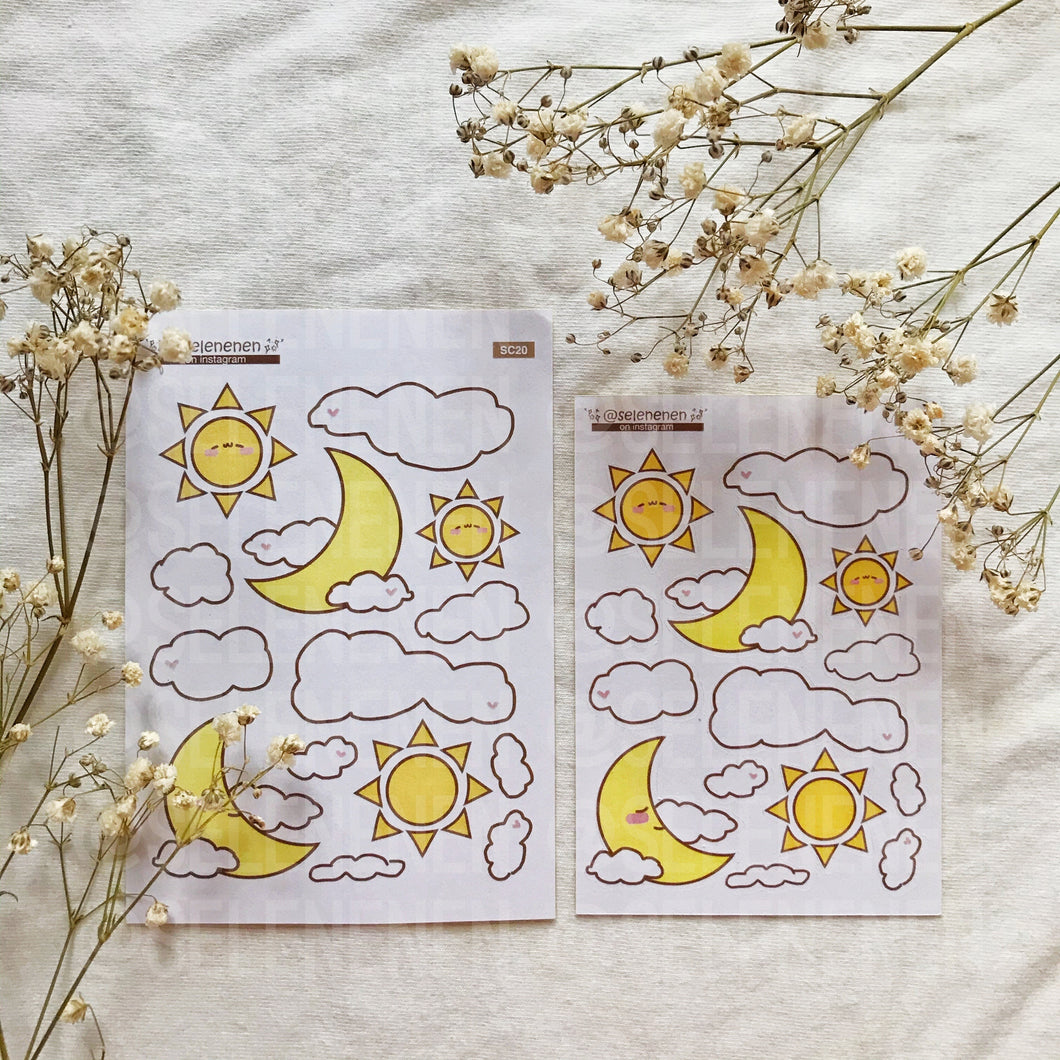 sun, moon & clouds sticker sheet