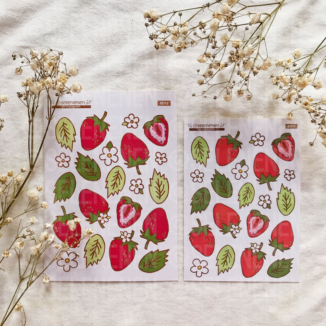 strawberry & flowers sticker sheet