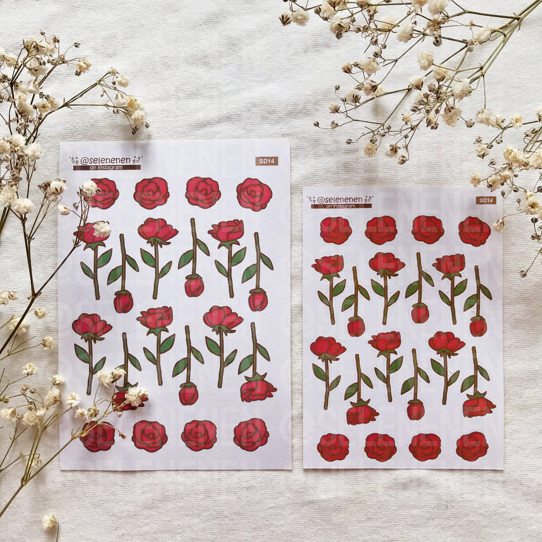 red rose sticker sheet