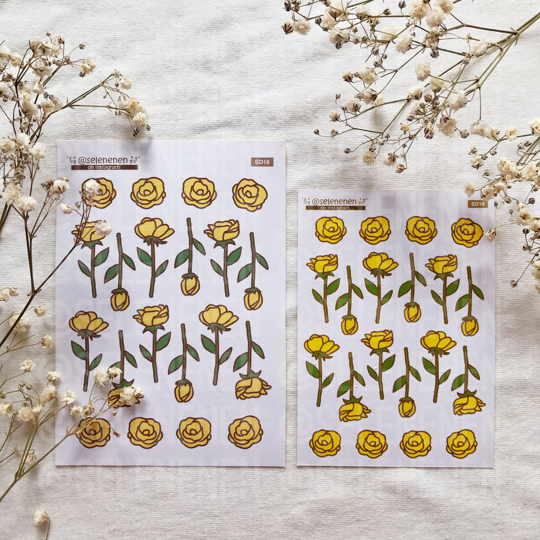 yellow rose sticker sheet