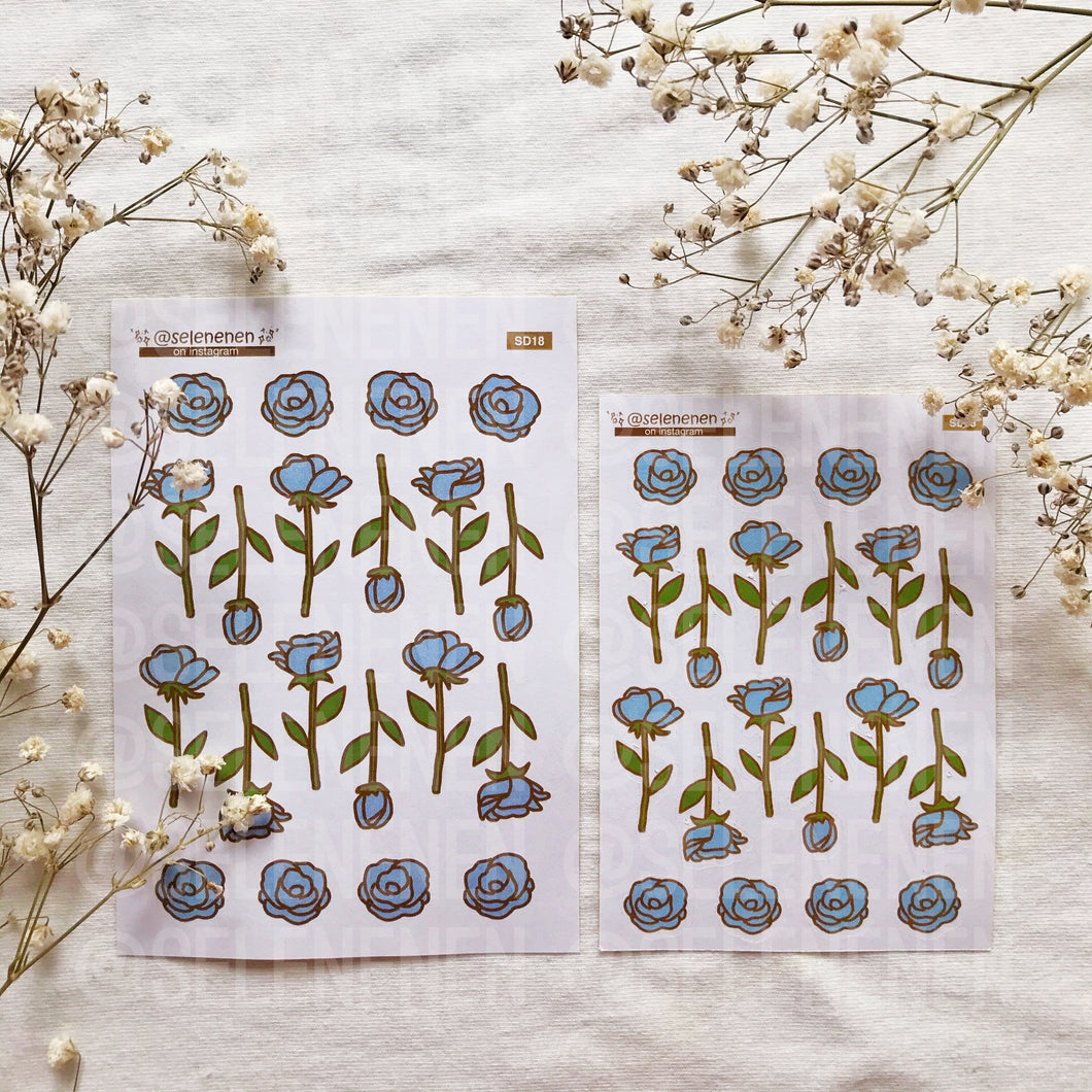 blue rose sticker sheet