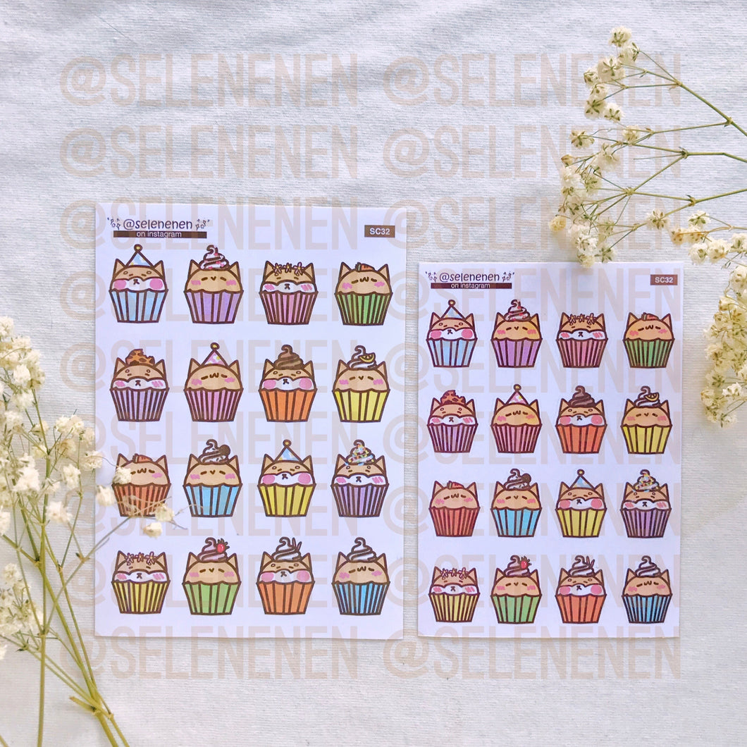 birthday cupcakes sticker sheet