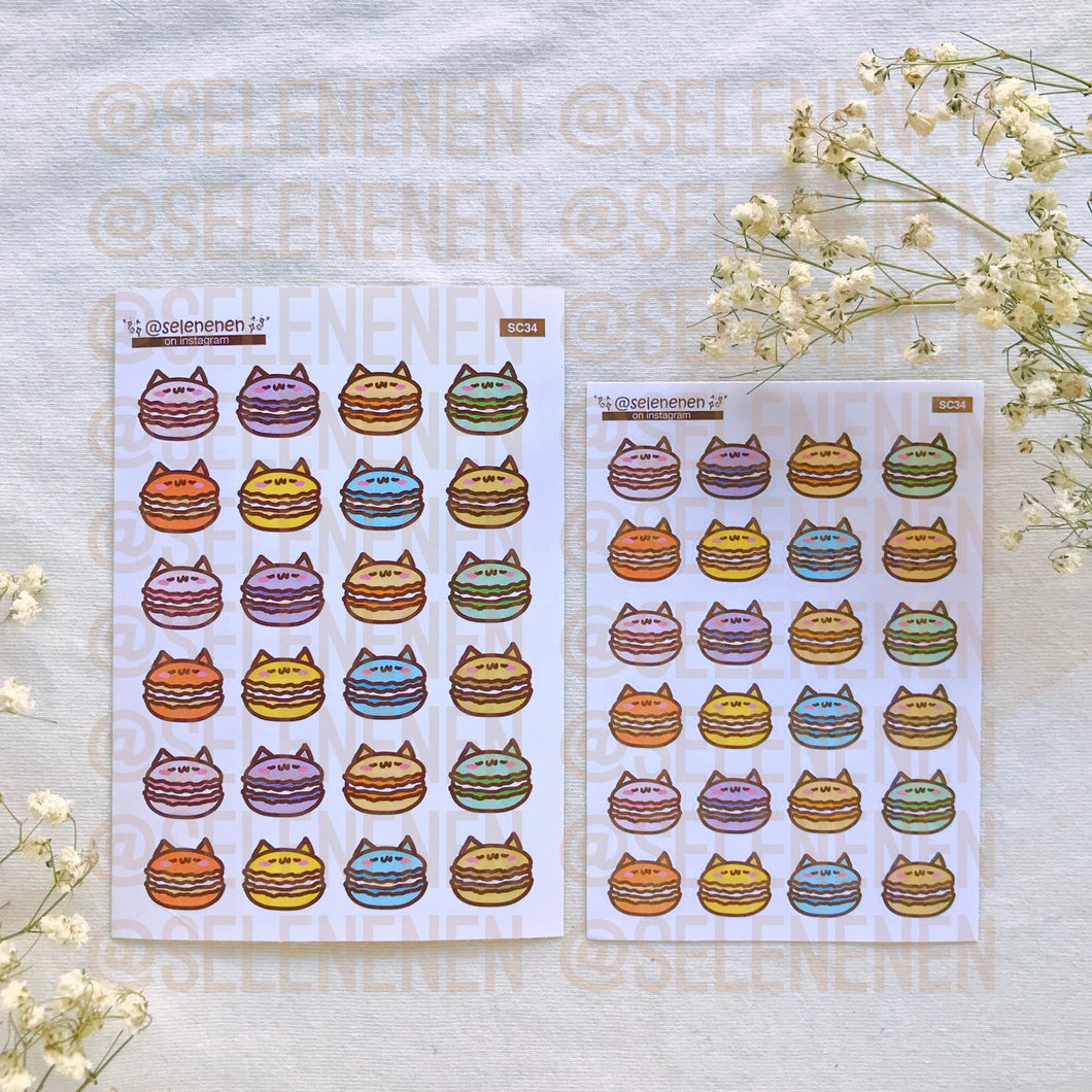 cat macarons sticker sheet