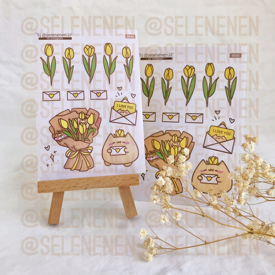 yellow tulip bouquet sticker sheet