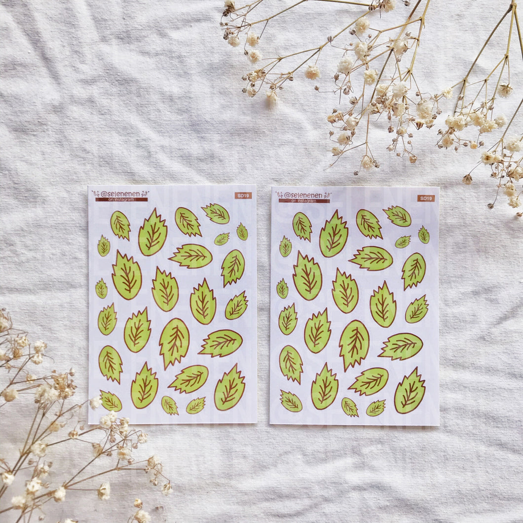 light green leaves sticker sheet