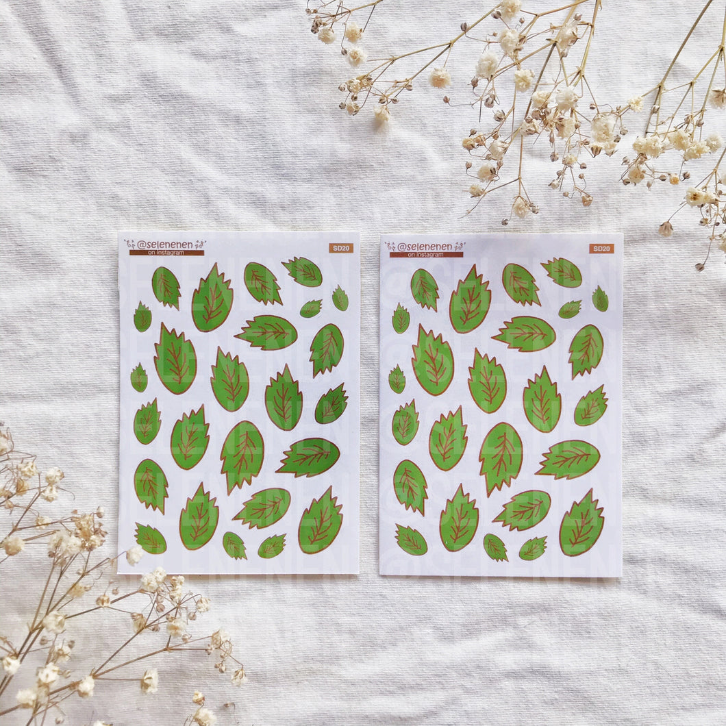 dark green leaves sticker sheet