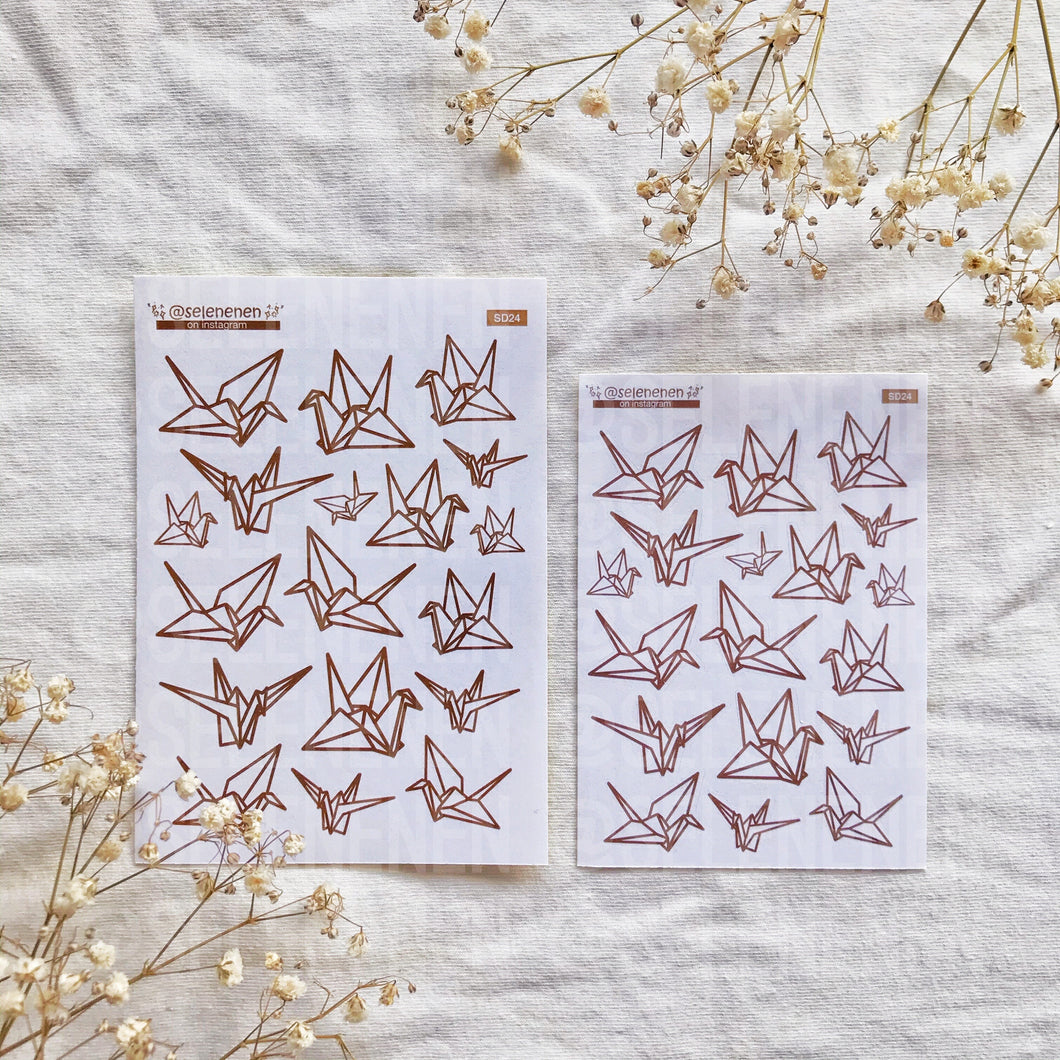 white paper cranes sticker sheet