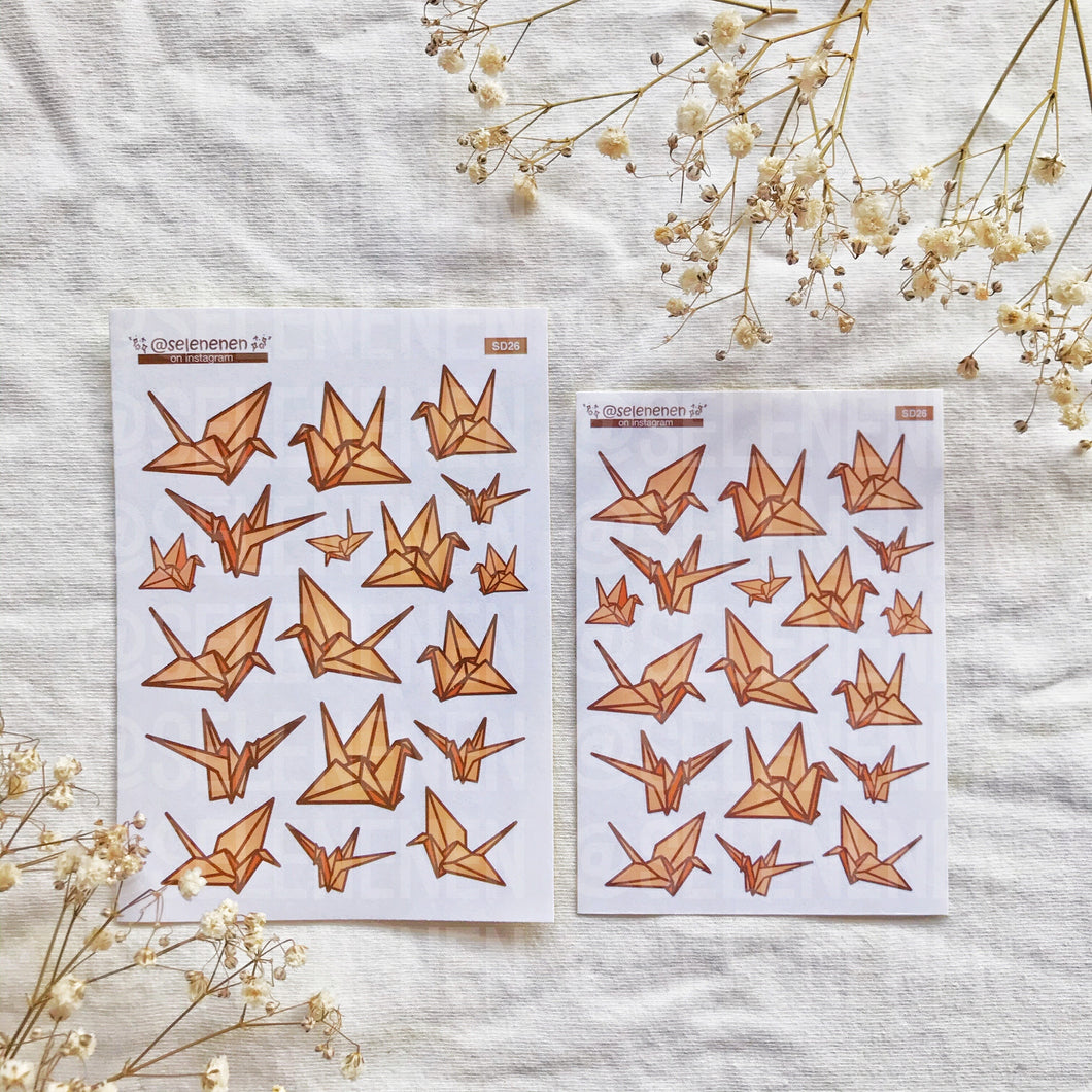 orange paper cranes sticker sheet
