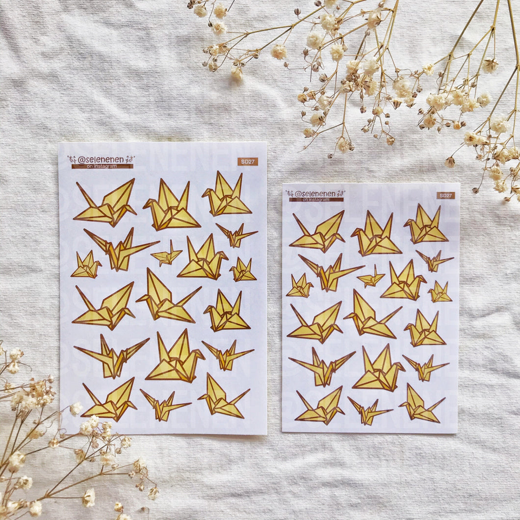 yellow paper cranes sticker sheet