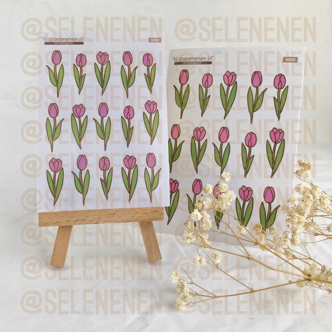 magenta tulips sticker sheet