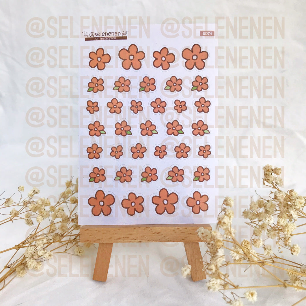mini orange flowers sticker sheet