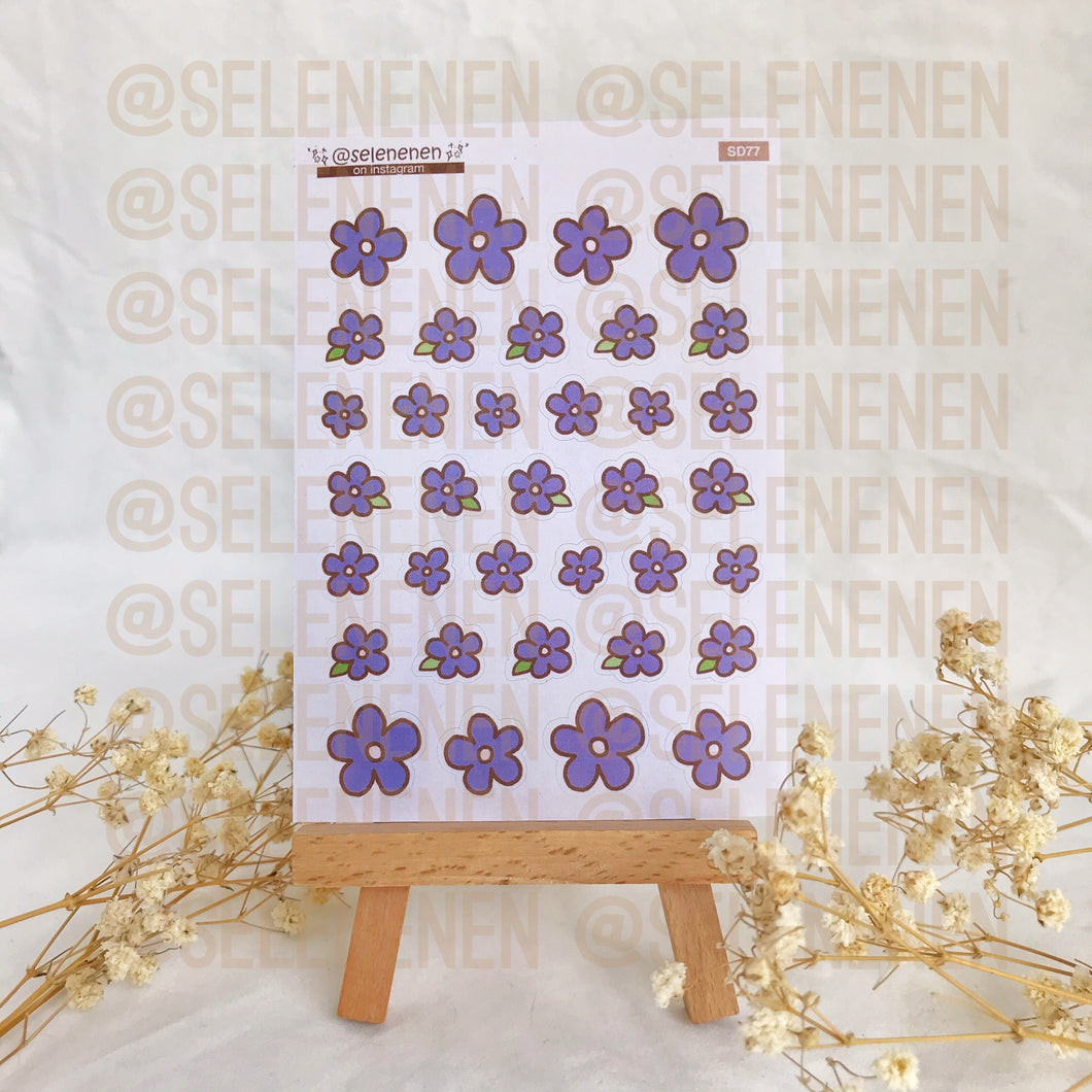 mini purple flowers sticker sheet