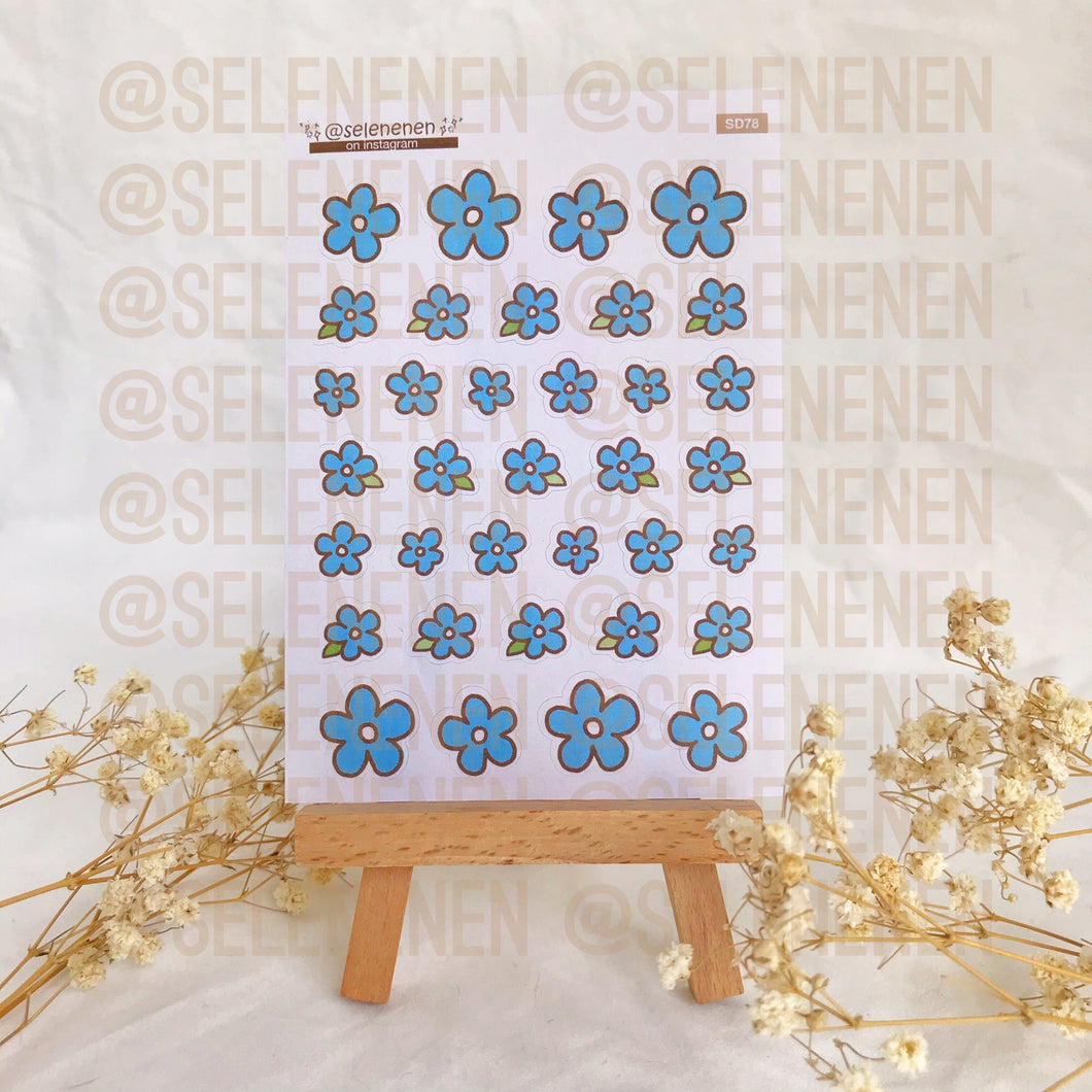 mini blue flowers sticker sheet