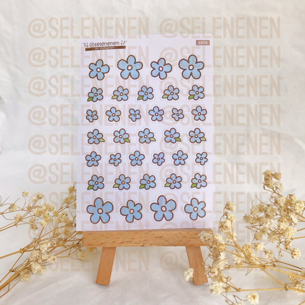 mini light blue flowers sticker sheet