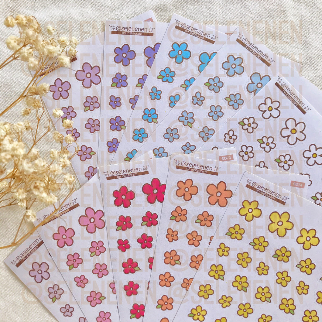 rainbow mini flowers sticker bundle (10)
