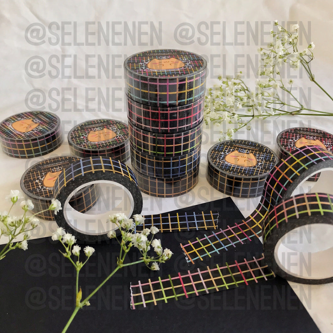 dark grid washi tapes