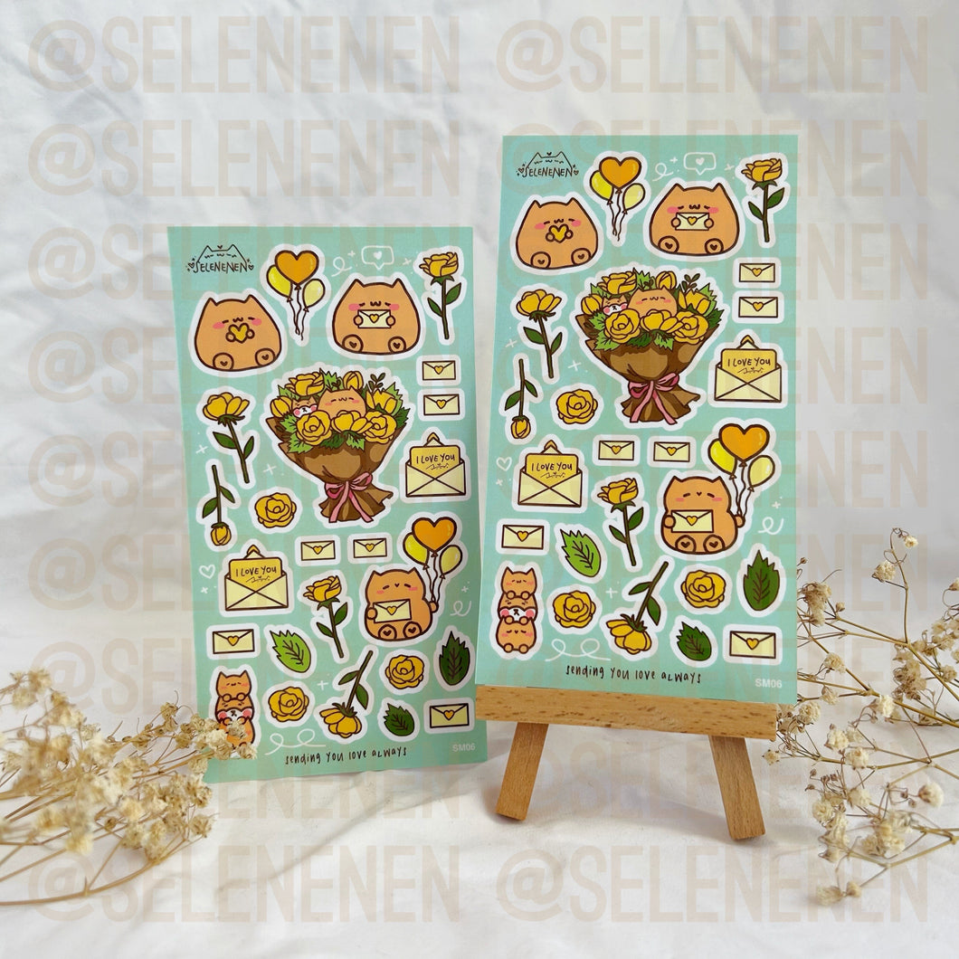 yellow valentines matte vinyl sticker sheet