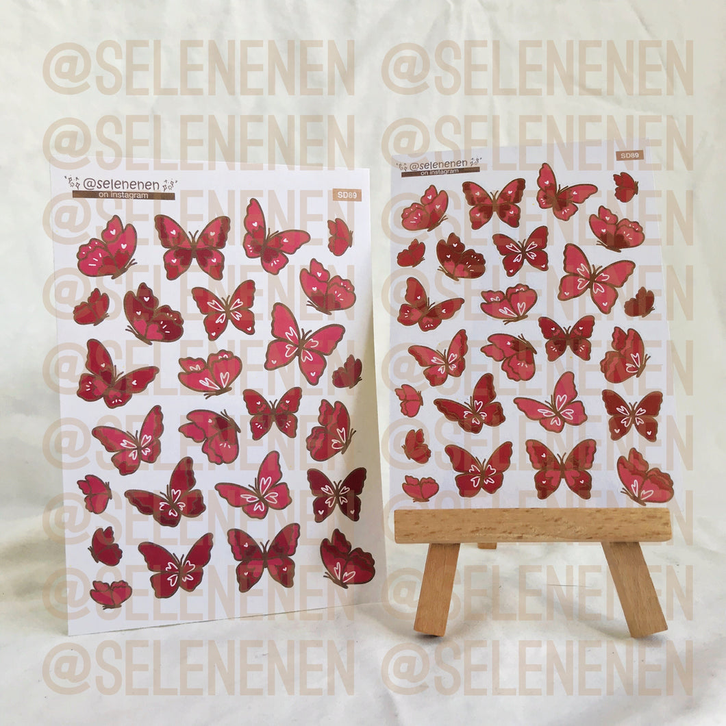 red butterflies sticker sheet
