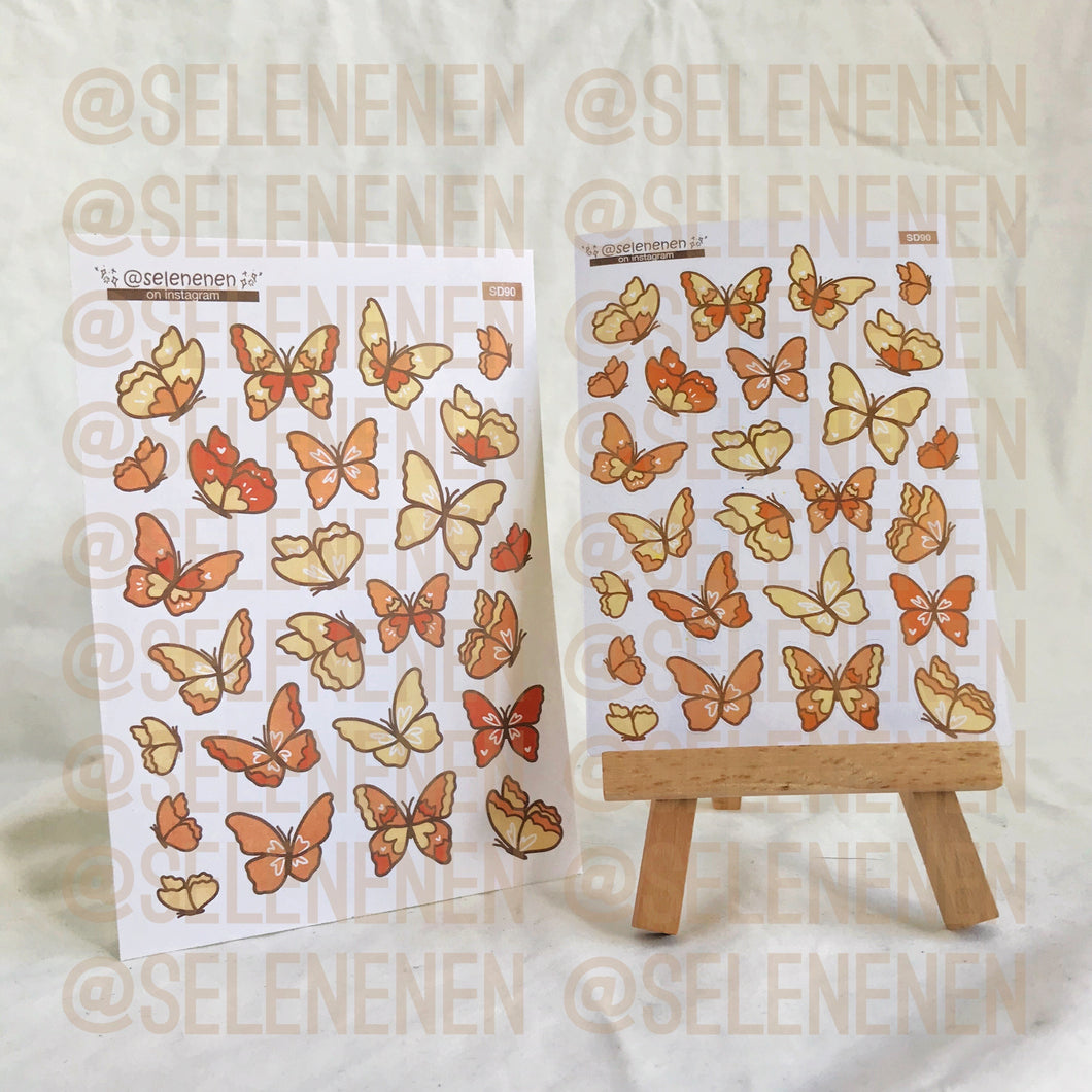 orange butterflies sticker sheet