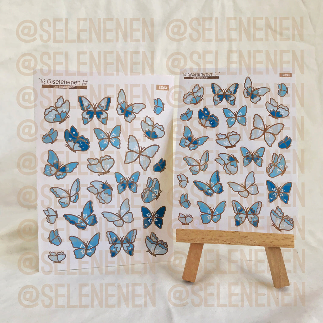blue butterflies sticker sheet