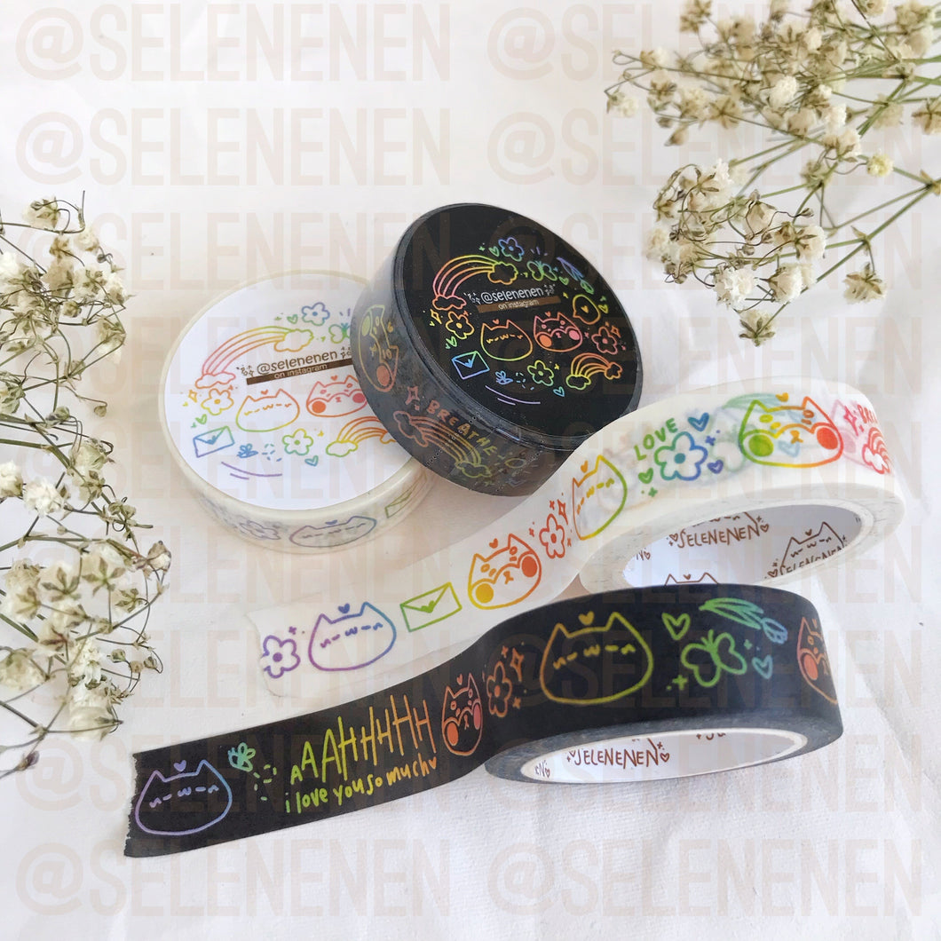 LIMITED EDITION rainbow gradient boop bop doodles washi tape