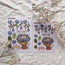 Load image into Gallery viewer, blue rose bouquet sticker sheet
