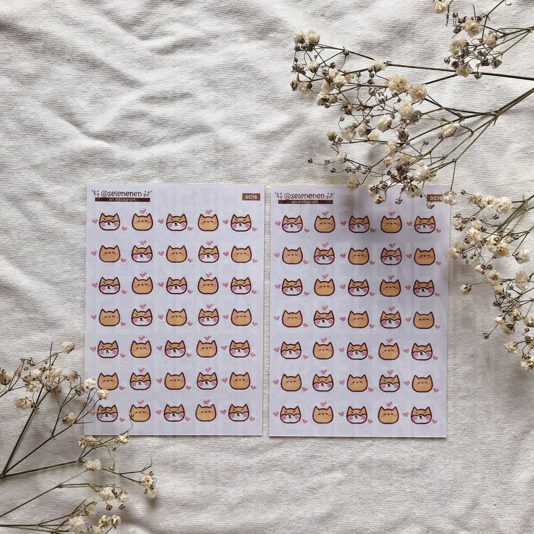 mini cat & shiba sticker sheet