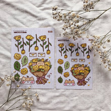 Load image into Gallery viewer, yellow rose bouquet sticker sheet
