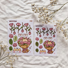 Load image into Gallery viewer, pink rose bouquet sticker sheet
